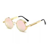 TRRDB Occhiali da sole classici Steampunk 2024 Uomini e Donne Retrò Rotondi Occhiali da sole in Metallo Occhiali da sole Moda UV400, C12, 143*137*49mm