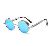 TRRDB Occhiali da sole classici Steampunk 2024 Uomini e Donne Retrò Rotondi Occhiali da sole in Metallo Occhiali da sole Moda UV400, C10, 143*137*49mm