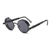 TRRDB Occhiali da sole classici Steampunk 2024 Uomini e Donne Retrò Rotondi Occhiali da sole in Metallo Occhiali da sole Moda UV400, C1, 143*137*49mm