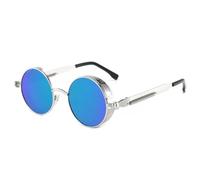 TRRDB Occhiali da sole classici Steampunk 2024 Uomini e Donne Retrò Rotondi Occhiali da sole in Metallo Occhiali da sole Moda UV400, C19, 143*137*49mm