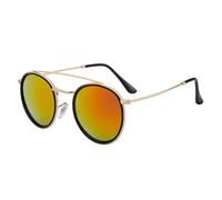 TRRDB Retro Rotondo Occhiali Da Sole In Metallo Degli Uomini Donne Steampunk Occhiali Montatura In Metallo Tonalità Moda Occhiali UV400, Oro Rosso, 140*136*53mm