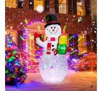 Trrisaun Decorazioni natalizie gonfiabili per esterni, 153 cm, pupazzo di neve con 2 luci LED rotanti colorate, decorazione natalizia per giardino, patio, casa interna