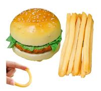 Trrymbbe 1 Set di Cibo da Gioco Realistico, Cibo in plastica Artificiale Include Hamburger, 10 Pezzi di Patatine Fritte per Decorazioni, Oggetti di Scena per Giochi realistici da Gioco Realistico