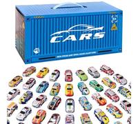 Trrymbbe 48pcs/Set di Auto da Corsa Simulazione Divertenti Pull Back Auto con Giocattoli da Garage Incorporato Mini tiro Indietro per Ragazzi per Ragazzi Il Regalo Amante dei Bambini, Bluerace