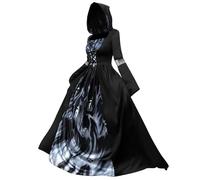 Trrymbbe Abito gotico vittoriano da donna, abito da guerra civile con cappuccio per Halloween, da ballo della regina, costumi in maschera per feste cosplay, M