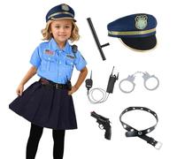 Trrymbbe Bambini di polizia in costume per le ragazze uniformi della polizia set uniforme da poliziotto con abbigliamento per le ragazze con accessorio per vestito di costume di Halloween per bambi