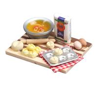 Trrymbbe Cibo della casa delle Bambole, 1 Set di cibi in Miniatura a 12 in Scala con Mini motosini di Pane al Latte, Mini Giocattoli Resina con Base Legno, Set di Cottura Miniatura Fai -da -Te per cu