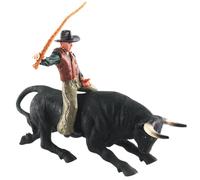 Trrymbbe Giocattoli da Cowboy, Giocattoli da Equitazione a Mano realistici, in PVC ecologici in PVC, Pilota di Toro educativo scientifico per Bambini Regali per Bambini, Guida Nera