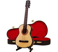 Trrymbbe Mini Chitarra, Miniatura in Legno di Chitarra da 3, 9 Pollici con pentola da Collezione Stand e Custodia per Decorazioni per la casa delle Bambole Style 2Mini