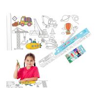 Trrymbbe Rotolo di Disegno per Bambini Rotolo di Carta 15x118 in Poster di Pittura Fai -da -Te appiccicoso con matite Regalo Regalo di Compleanno per Gli Strumenti di Trasporto per Bambini