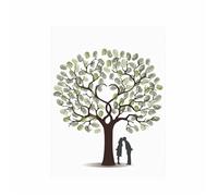 TRRYUIP Albero delle Impronte Digitali del Matrimonio Libro degli Ospiti di Nozze Albero Impronte digitali Tela Wall Art Poster Regalo Firma Matrimonio Souvenir for la Festa De(Color01,40x50cm)