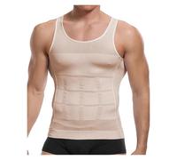 TRRYUIP Canottiera Uomo Uomo Dimagrante Body Shaper Maglia Camicia ABS Addome Slim Allenamento di Palestra Corsetto Controllo della Pancia Compressione Canotta Senza Maniche Shapewear(Beige,XXL)
