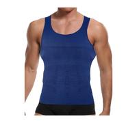 TRRYUIP Canottiera Uomo Uomo Dimagrante Body Shaper Maglia Camicia Addome Slim Allenamento in Palestra Controllo della Pancia Compressione Canotta Senza Maniche Shapewear(Blue,S)
