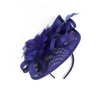 TRRYUIP Cappello da Sposa Elegante Cappello da Cerimonia for Donna, for Festa del tè, a Scatola con Piume e Fiori, for Matrimonio(Royal Blue)