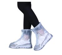 TRRYUIP Copri Scarpe Per Pioggia 2 paia di copriscarpe impermeabili, antiscivolo, riutilizzabili, stivali da pioggia e neve, donna uomo, con suola in silicone, protezioni for le giornate(White,L)