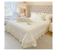 TRRYUIP Copriletto Matrimoniale 3 pezzi di pizzo volant copriletto trapuntato materasso topper trapunta estiva con federe(Cream White,245x270cm 3pcs)