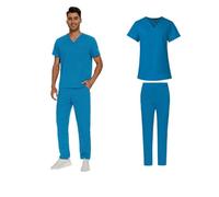 TRRYUIP Divisa Infermiere Donna Scrub da Uomo Uniforme Laboratorio Set Clinica Maschile for Medico ospedaliero Tuta con Scollo a V Abbigliamento Infermiera for Farmacia(42019-Blue,XXXL)