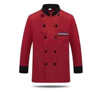 TRRYUIP Giacca Chef Uomo Giacca da Cuoco Ideale for Il Settore della ristorazione, for Uomo, con Maniche Lunghe e Design Traspirante(Red2,M)