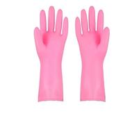 TRRYUIP Guanti Cucina 2Pcs Flocked Lining Household Gloves Heavy Duty PVC Rubber Cleaning Non-Slip Grip For Dicsh Washing Kitchen Warm Cold Weather(Pink)