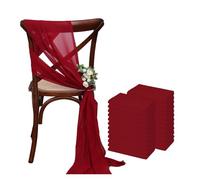 TRRYUIP Nastri per Sedie da Matrimonio 24 Pezzi 17x275cm Natale Verde Chiffon Sedia Fasce 12 Set Salvia Nastro Matrimonio Festa corridoio Decorazione(Dark Red)