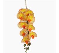 TRRYUIP Orchidea Finta Realistica 6 pezzi Real Touch Farfalla Orchidea Ramo di fiori Silicone Falena artificiale Phalaenopsis 9 teste(Yellow)