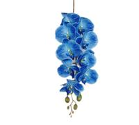 TRRYUIP Orchidea Finta Realistica 6 pezzi Real Touch Farfalla Orchidea Ramo di fiori Silicone Falena artificiale Phalaenopsis 9 teste(Blue)