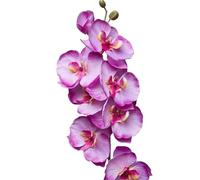 TRRYUIP Orchidea Finta Realistica 8 teste di fiori artificiali farfalla nera orchidea seta bianca phalaenopsis decorazioni for la casa nozze piante finte(DEEP BLUE)