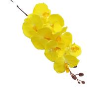 TRRYUIP Orchidea Finta Realistica 8 teste di fiori artificiali farfalla nera orchidea seta bianca phalaenopsis decorazioni for la casa nozze piante finte(Yellow)