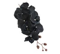 TRRYUIP Orchidea Finta Realistica 8 teste di fiori artificiali farfalla nera orchidea seta bianca phalaenopsis decorazioni for la casa nozze piante finte(WHITE)