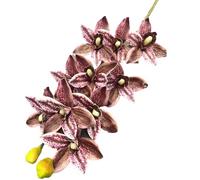 TRRYUIP Orchidea Finta Realistica Una pianta artificiale di orchidea tigre Phalaenopsis Vanda simulata a 10 teste(Brown)