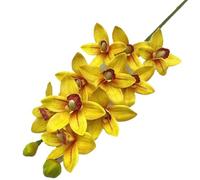 TRRYUIP Orchidea Finta Realistica Una pianta artificiale di orchidea tigre Phalaenopsis Vanda simulata a 10 teste(Bright yellow)
