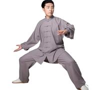 TRRYUIP Tai Chi Abbigliamento Lino Tai Chi Servire Uomini E Donne Taiji Boxing Performance Abbigliamento Autunno Kung Fu Vestito Wing Chun Uniforme(GRAY,XXXL)
