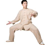 TRRYUIP Tai Chi Abbigliamento Lino Tai Chi Servire Uomini E Donne Taiji Boxing Performance Abbigliamento Autunno Kung Fu Vestito Wing Chun Uniforme(Orange,L)
