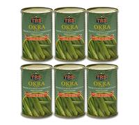 TRS Okra Confezione da 6 (400 g per sacchetto) - Zucchine indiane fresche, precotto e condito con sale e acido citrico, ideale per piatti sani ed esotici (6 x 400 g)