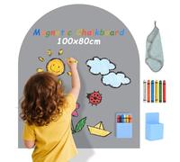 Trsaow Children's Magnetic Board, Self-Adhesive Wall Board in Arch Shape with Pastel Colours and Chalks (Grey) Lavagna Magnetica per Bambini Adatto a Ragazzi e Ragazze