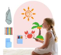 Trsaow Children's Magnetic Board, Self-Adhesive Wall Board in Arch Shape with Pastel Colours and Chalks (Pink) Lavagna Magnetica per Bambini Adatto a Ragazzi e Ragazze