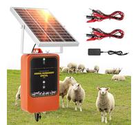Trsaow Elettrificatore per Recinti Solare 10km, 1.2J 12kV Caricabatterie per Recinti Ricaricabile con Pannello Solare & Adattatore AC, IP65 Impermeabile per Bestiame, Fattoria, Pascolo, Pollame