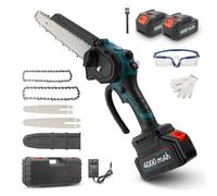 Trsaow Motosega a batteria 8 pollici, mini-sega a catena con 2 batterie e motore 950W Lama commutabile 6 o 8 pollici per legno, potatura rami e lavori da giardino (Blue)
