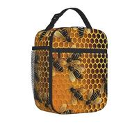 TRSGKSQP Borsa per il pranzo per donne e uomini adulti isolata riutilizzabile Lunch Box api su alveare a prova di perdite Borsa termica di grande capacità Borsa per il pranzo Contenitore per il pranzo