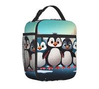 TRSGKSQP Borsa per il pranzo per donne e uomini adulti isolata riutilizzabile scatola per il pranzo cinque simpatici pinguini a tenuta stagna borsa tote grande capacità pranzo tote bag contenitore per