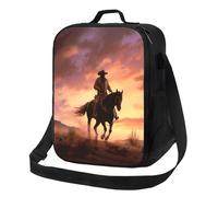 TRSGKSQP Borsa termica per il pranzo, per donne e uomini, con cowboy West riutilizzabile, a prova di perdite, con tracolla regolabile, per lavoro, viaggi, attività all'aperto