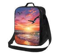 TRSGKSQP Borsa termica per il pranzo, per donne e uomini, con gabbiano che vola sopra il cielo colorato, riutilizzabile, a prova di perdite, con tracolla regolabile, borsa tote per lavoro, viaggi