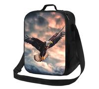 TRSGKSQP Borsa termica per il pranzo, per donne e uomini, con l'aquila vola coraggiosamente nel cielo, riutilizzabile, a prova di perdite, con tracolla regolabile, borsa tote per il pranzo, per lavoro