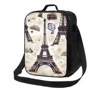 TRSGKSQP Borsa termica per il pranzo, per donne e uomini, con Tour di Parigi francese, Torre Eiffel, riutilizzabile, a prova di perdite, con tracolla regolabile, per lavoro, viaggi, attività