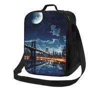 TRSGKSQP Borsa termica per il pranzo per donne e uomini, lunchbox Moon Light New York City, riutilizzabile, a prova di perdite, con tracolla regolabile, borsa tote per lavoro, viaggi, attività