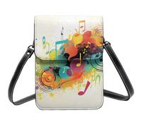 TRSGKSQP Borse a tracolla piccole in pelle per le donne borsa del telefono cellulare portafoglio portafoglio musica astratta borsa a tema cellulare
