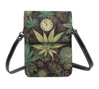 TRSGKSQP Borse a tracolla piccole in pelle per le donne borsa del telefono cellulare portafoglio un soffio nel tempo Weed sacchetto del telefono cellulare