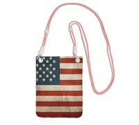 TRSGKSQP Piccole borse a tracolla per le donne borsa del telefono cellulare mini portafoglio del cellulare borsa del telefono cellulare della bandiera americana degli Stati Uniti d'America, rosa