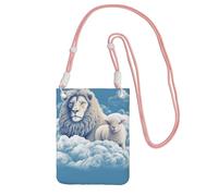 TRSGKSQP Piccole borse a tracolla per le donne borsa del telefono cellulare mini portafoglio del cellulare agnello con un leone sulle nuvole borsa del telefono cellulare, rosa, Taglia unica