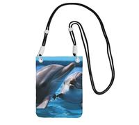 TRSGKSQP Piccole borse a tracolla per le donne borsa del telefono cellulare mini portafoglio del cellulare due delfini nell'acqua borsa del telefono cellulare, Nero , Taglia unica